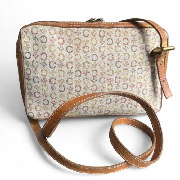 Celine Handbags - Celine VINTAGE Monogram (Macadam) Crossbody Bag – Tan/Cream